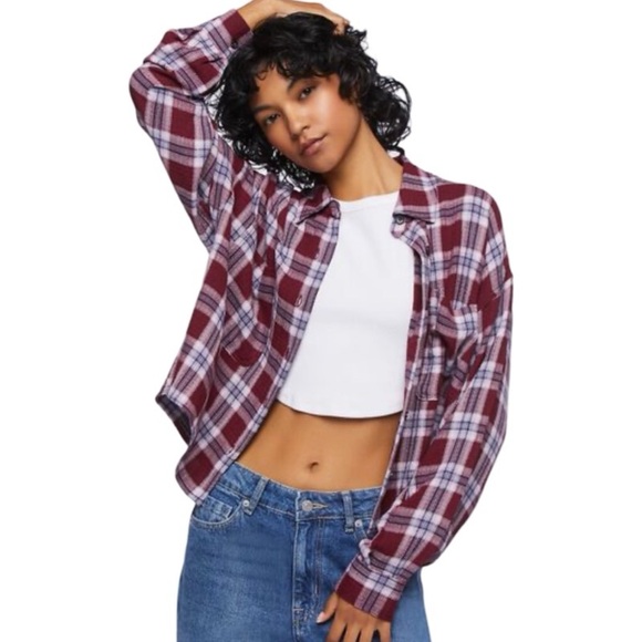 EUC Forever 21 Plaid Button Front Shirt - Picture 2 of 12